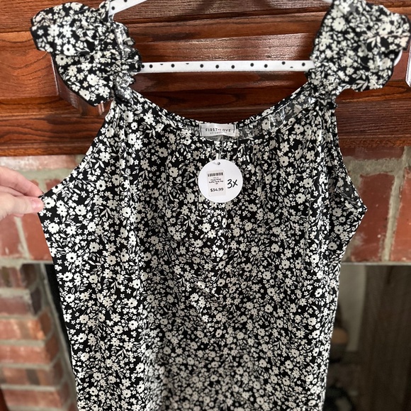 First Love by Lovelyn- Floral Print Ruffle Tank Top, Cotton, 3X, NWT - Picture 1 of 2